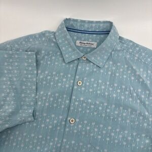 Tommy Bahama The Coconut Point Shirt Men's Large Blue AOP Tencel Coolmax Resort